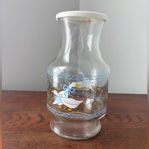 Cottagecore Blue Bow Goose Juice Carafe Vintage Farmhouse Granny Pitcher Vase